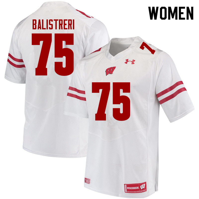 Wisconsin Badgers Women's #75 Michael Balistreri NCAA Under Armour Authentic White College Stitched Football Jersey JJ40T50NM